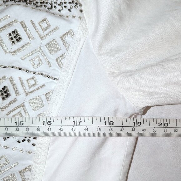 WHBM | Open Front Embroidered Cotton Linen “Matador”  White Jacket | Size Large - Picture 11 of 16